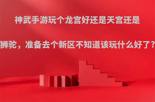 神武手游玩个龙宫好还是天宫还是狮驼，准备去个新区不知道该玩什么好了?
