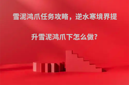 雪泥鸿爪任务攻略，逆水寒境界提升雪泥鸿爪下怎么做?