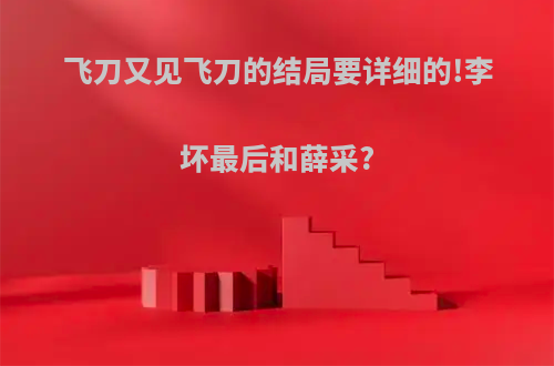 飞刀又见飞刀的结局要详细的!李坏最后和薛采?