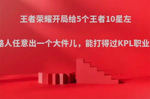 王者荣耀开局给5个王者10星左右的路人任意出一个大件儿，能打得过KPL职业队吗?