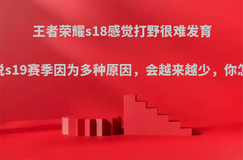 王者荣耀s18感觉打野很难发育，有人说s19赛季因为多种原因，会越来越少，你怎么看呢?