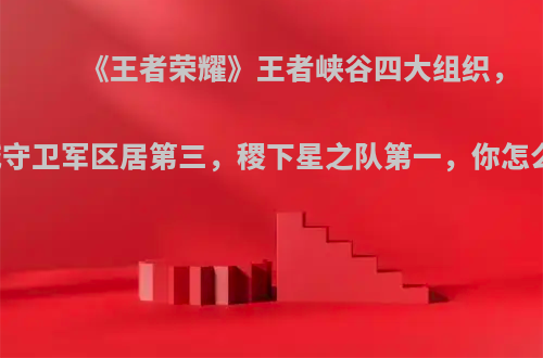 《王者荣耀》王者峡谷四大组织，长城守卫军区居第三，稷下星之队第一，你怎么看?